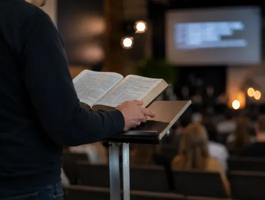 People reading from open Bibles
